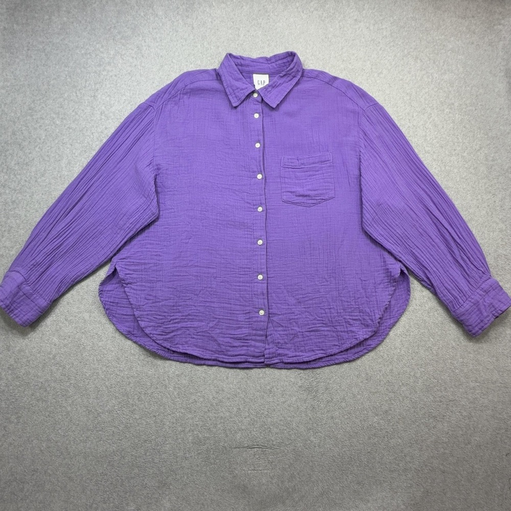 Gap Shirt Womens Medium Purple Gauze The Big Shirt Oversized Casual Lightweight